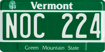VT license plate NOC224