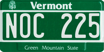 VT license plate NOC225