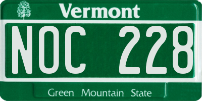 VT license plate NOC228
