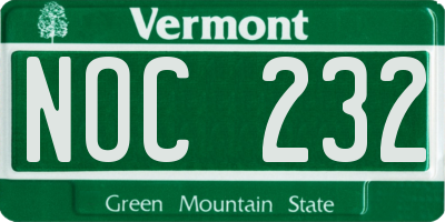 VT license plate NOC232