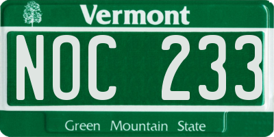 VT license plate NOC233