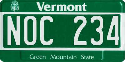 VT license plate NOC234