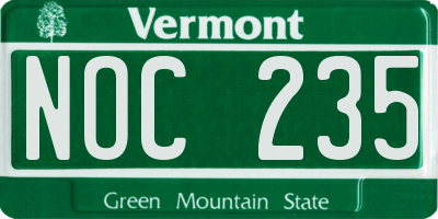 VT license plate NOC235