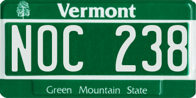 VT license plate NOC238