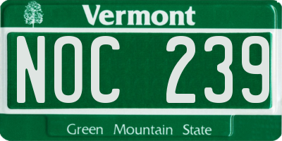 VT license plate NOC239