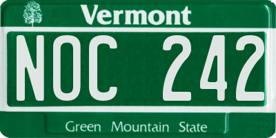 VT license plate NOC242