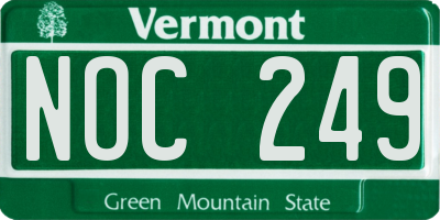 VT license plate NOC249