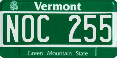 VT license plate NOC255