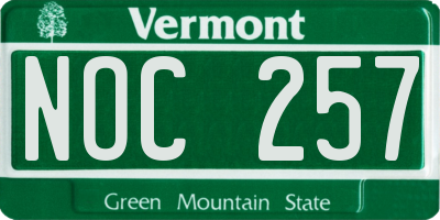 VT license plate NOC257