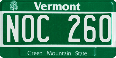 VT license plate NOC260