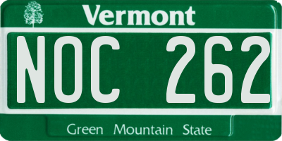 VT license plate NOC262