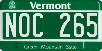 VT license plate NOC265