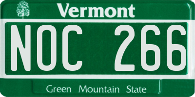 VT license plate NOC266