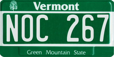 VT license plate NOC267