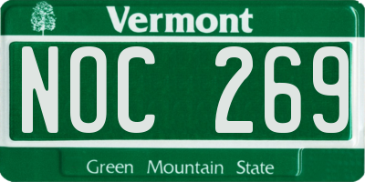 VT license plate NOC269