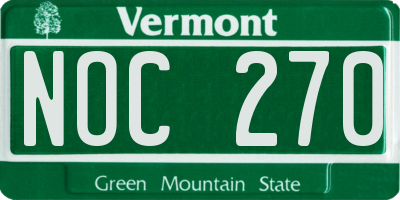 VT license plate NOC270