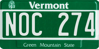VT license plate NOC274
