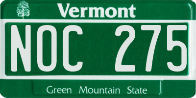 VT license plate NOC275