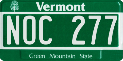 VT license plate NOC277