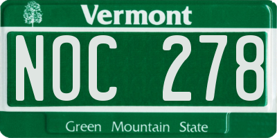 VT license plate NOC278