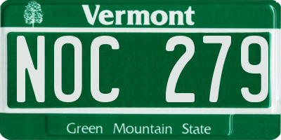 VT license plate NOC279