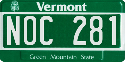 VT license plate NOC281