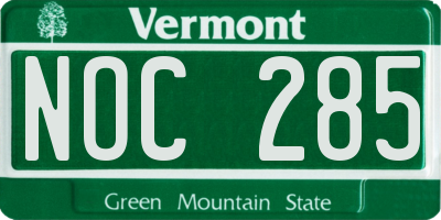 VT license plate NOC285