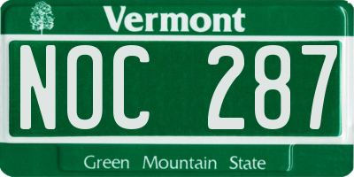 VT license plate NOC287