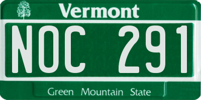 VT license plate NOC291