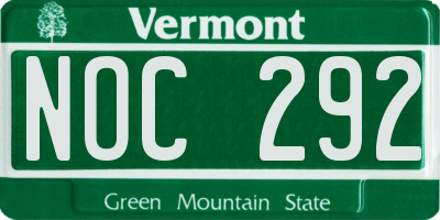 VT license plate NOC292
