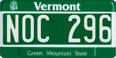 VT license plate NOC296