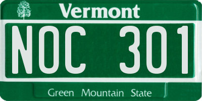 VT license plate NOC301