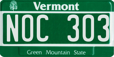 VT license plate NOC303