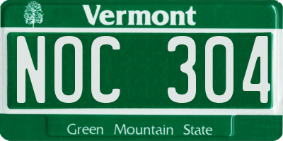 VT license plate NOC304