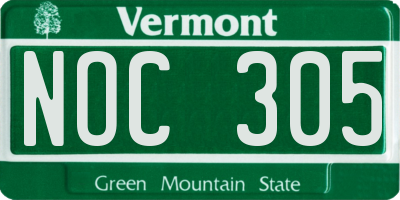 VT license plate NOC305