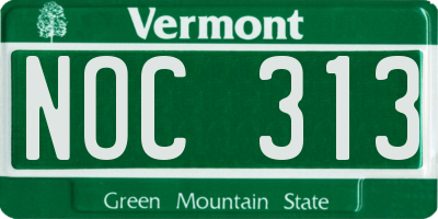 VT license plate NOC313