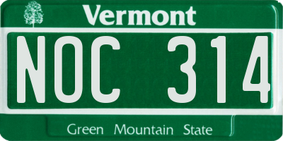 VT license plate NOC314