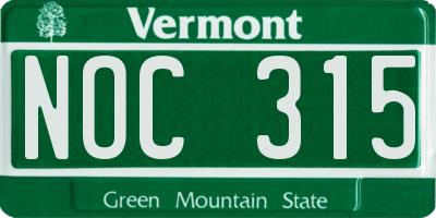 VT license plate NOC315