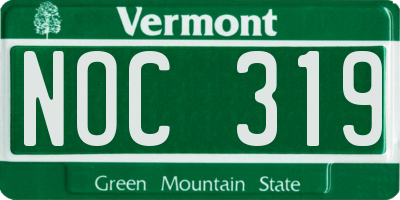 VT license plate NOC319