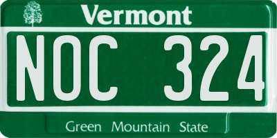 VT license plate NOC324