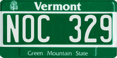 VT license plate NOC329