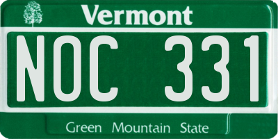 VT license plate NOC331
