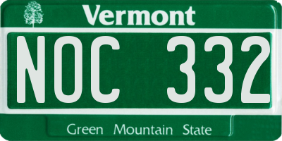 VT license plate NOC332