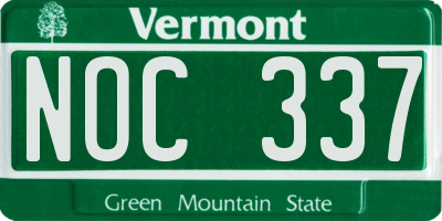 VT license plate NOC337