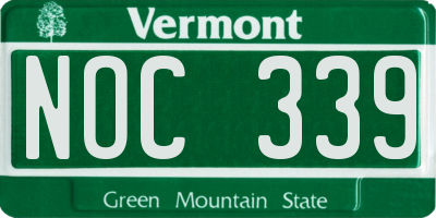 VT license plate NOC339