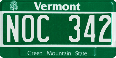 VT license plate NOC342