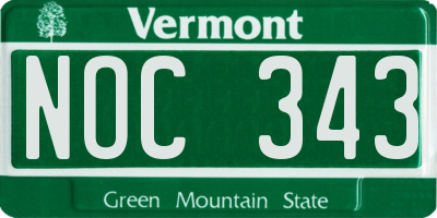 VT license plate NOC343