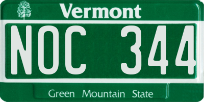 VT license plate NOC344