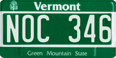 VT license plate NOC346