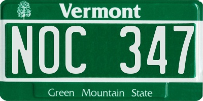 VT license plate NOC347